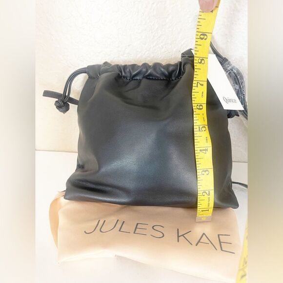 Anthropologie Jules Kae Black Vegan leather bucket pull string crossbody. NWT - Picture 8 of 10